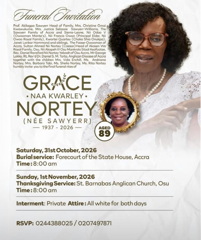 Grace Nortey to be laid to rest Saturday at State House Grace Nortey to be laid to rest Saturday at State House